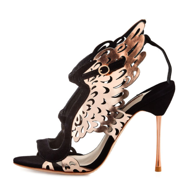 Sophia Webster Parisa Laser-Cut Wing Sadals, Black/Rose Gold – Shoes Post