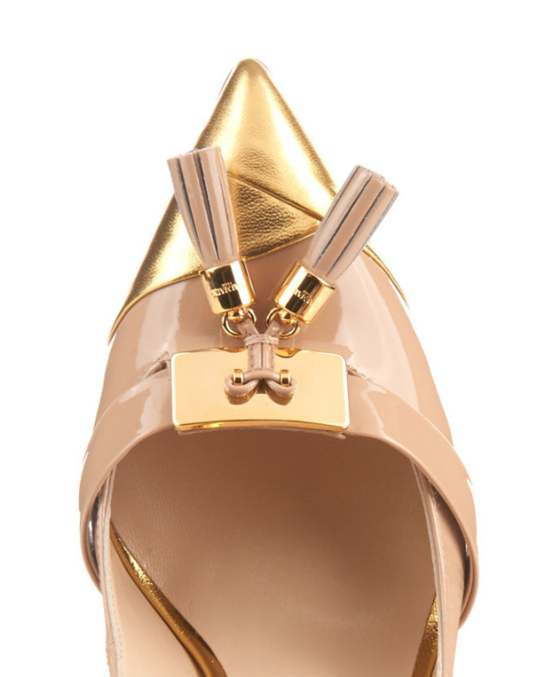 BALMAIN Lena Tasselfront Leather Pumps Shoes Post