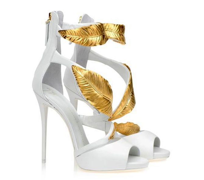 Giuseppe Zanotti Strappy Sandal with Gold Leaves – Shoes Post