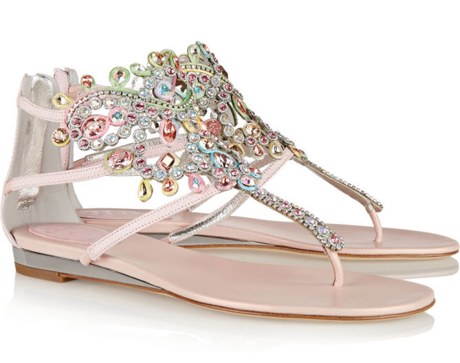 RENÉ CAOVILLA Crystal-embellished Metallic Karung Wedge Sandals – Shoes ...