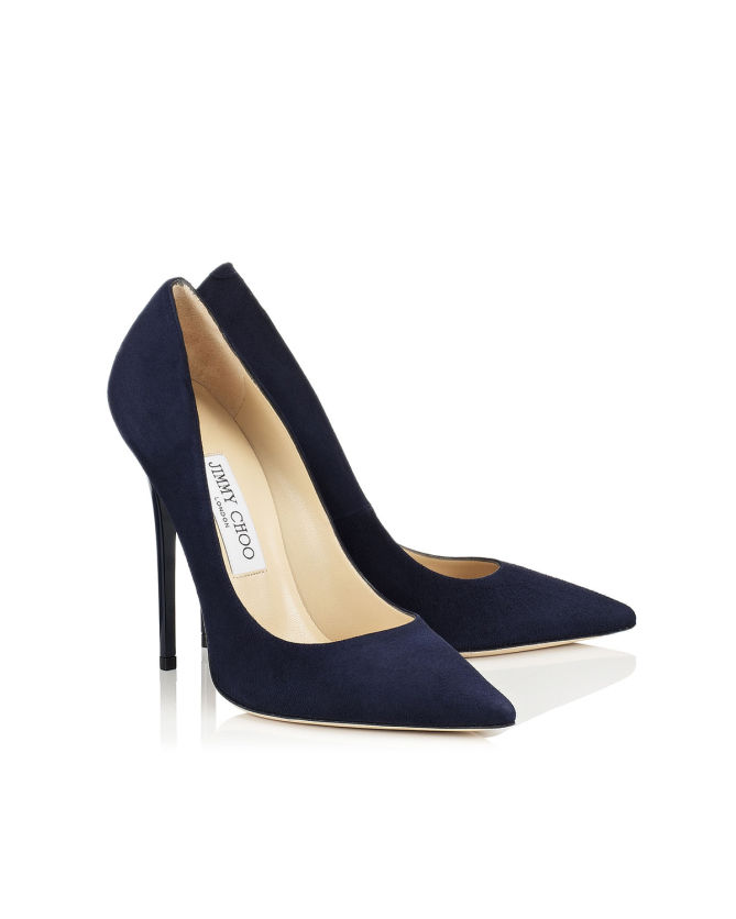 JIMMY CHOO ANOUK, Navy Suede Pumps – Shoes Post