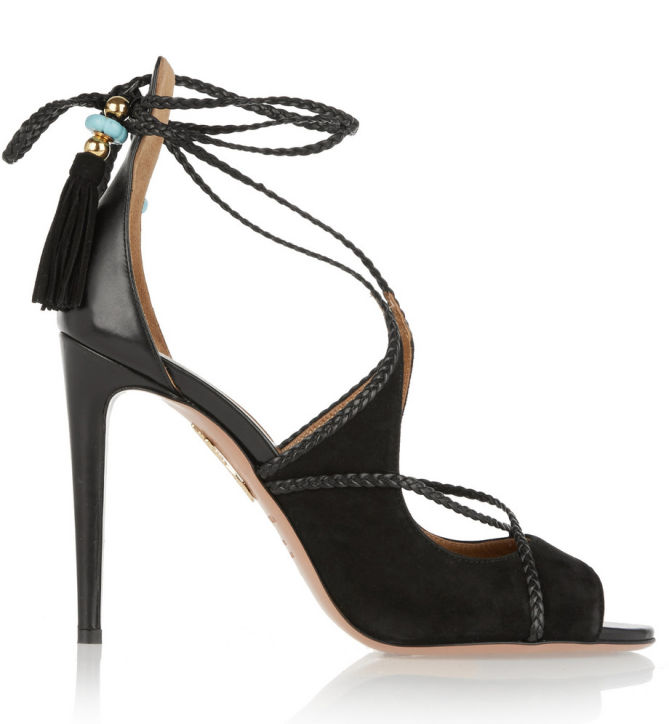 AQUAZZURA + Poppy Delevingne Moonlight lace-up suede and leather ...