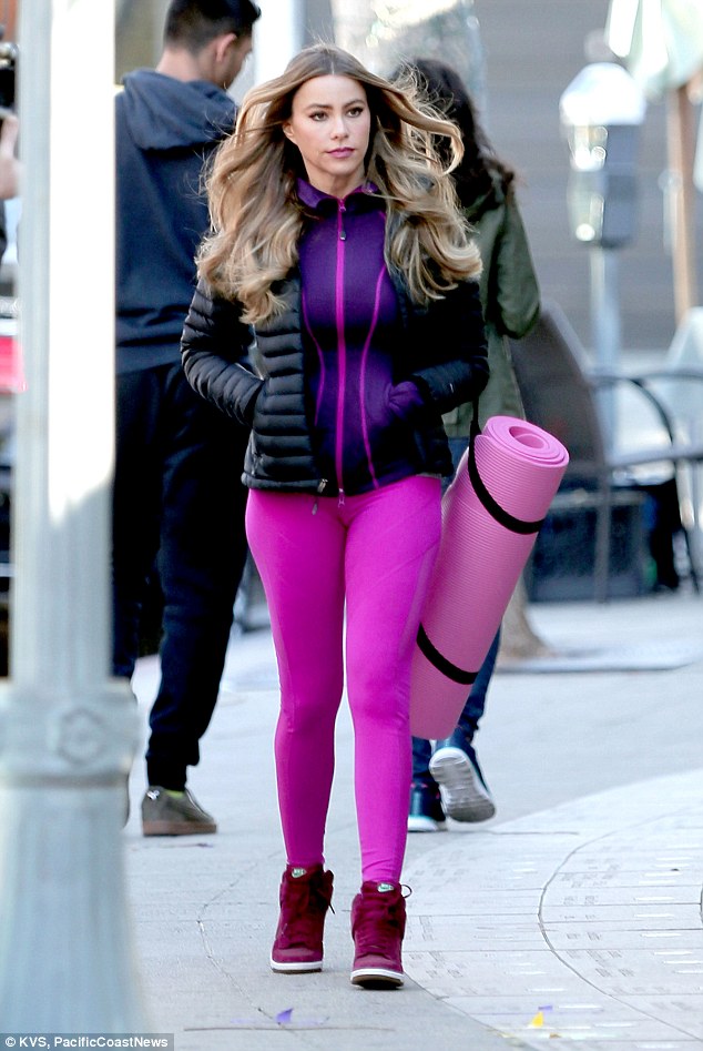 Sofia Vergara in Sporty Pink Fashion as She Tweets Support for