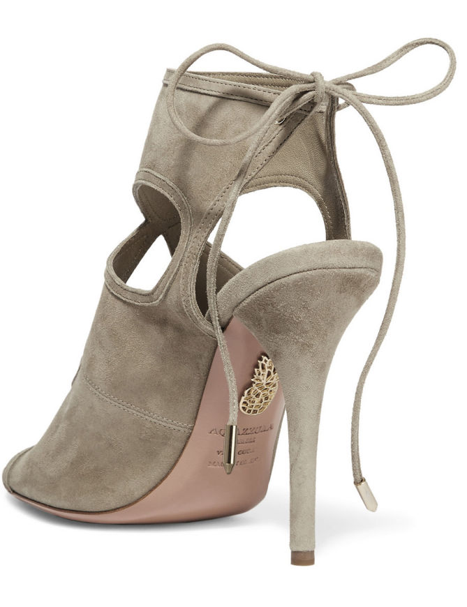 AQUAZZURA Sexy Thing cutout suede sandals – Shoes Post