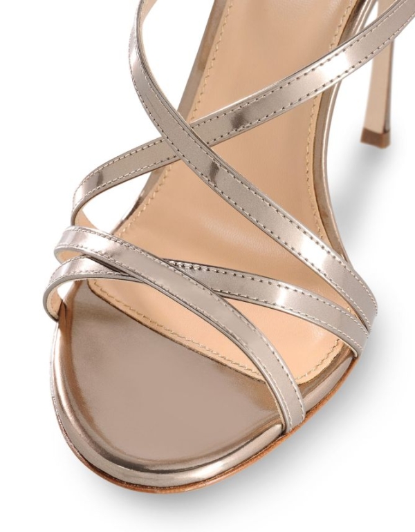 Sergio Rossi BON TON Metallic Crisscross Strappy Sandal