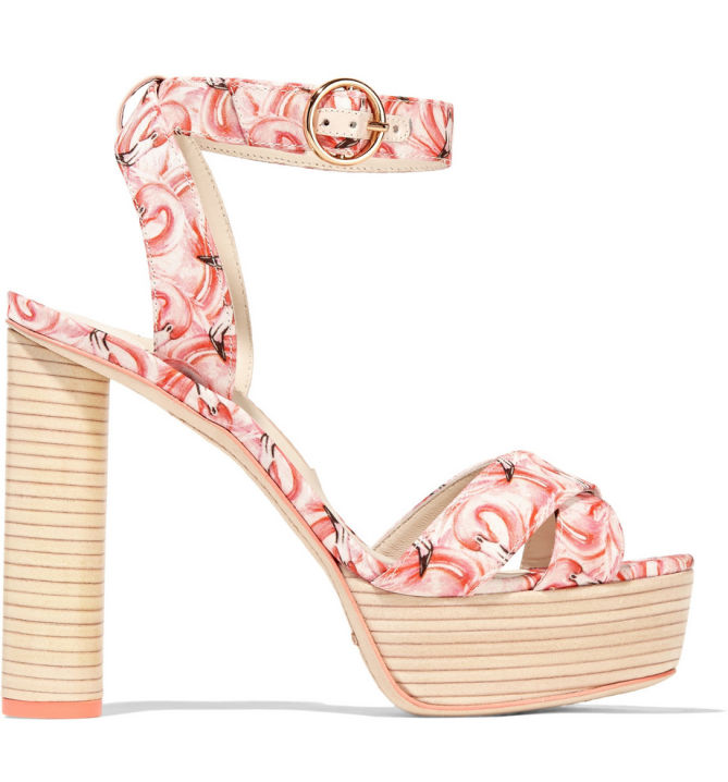 SOPHIA WEBSTER Amanda Dreamy Flamingo printed satin platform sandals ...