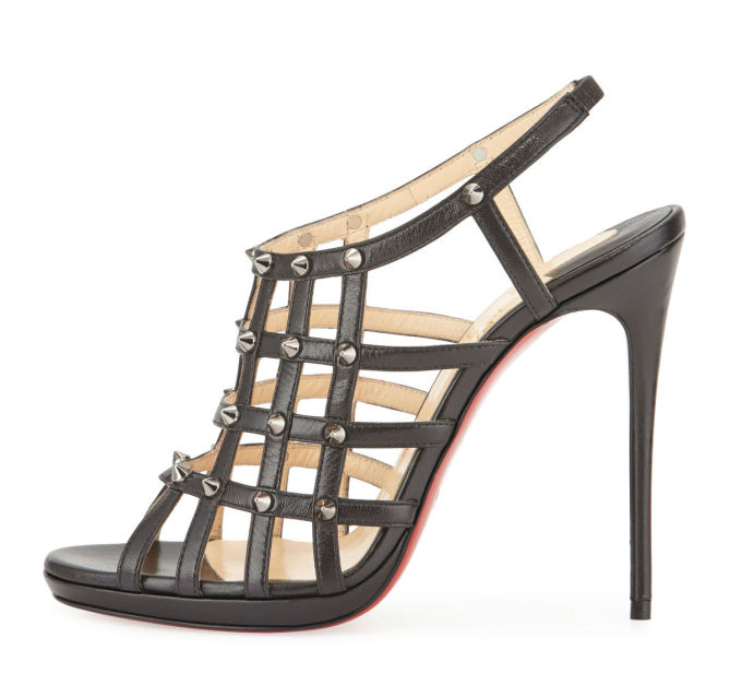 Christian Louboutin Guinievre Caged Leather Red Sole Sandal, Black ...