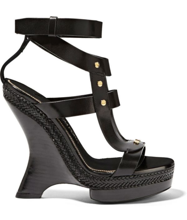 TOM FORD Embellished leather wedge sandals – Shoes Post