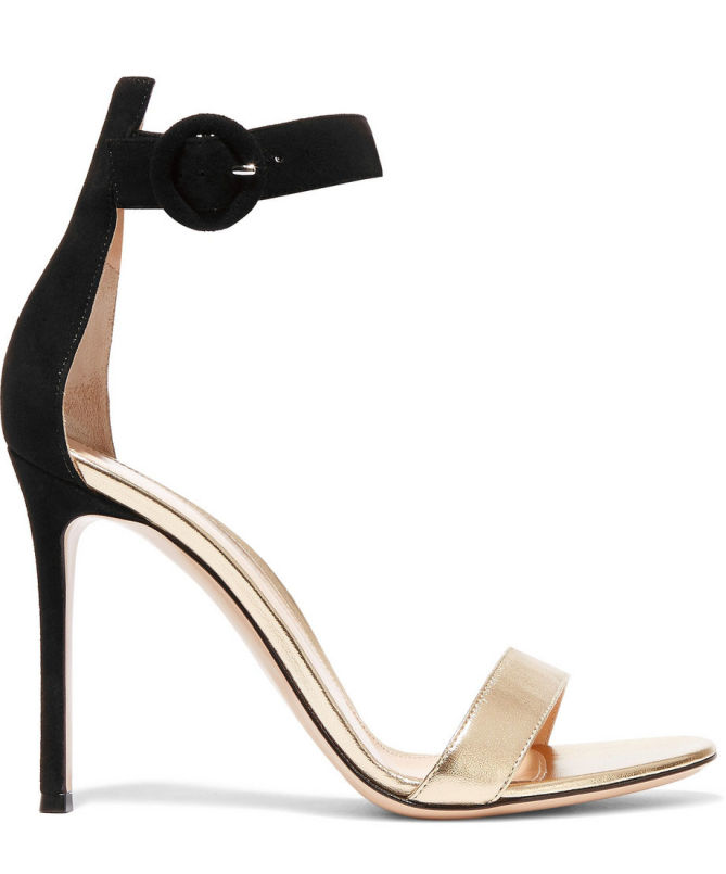 GIANVITO ROSSI Suede and metallic leather sandals – Shoes Post