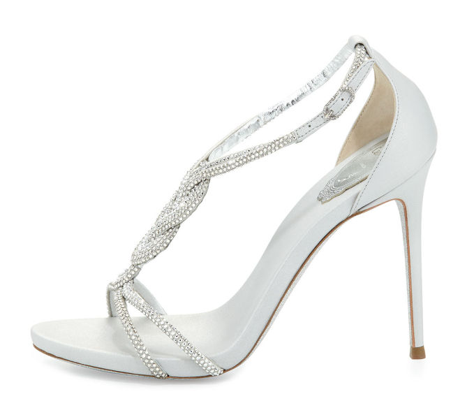 Rene Caovilla Twist-Strap Crystal-Embellished Sandal, Silver – Shoes Post