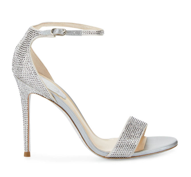 Rene Caovilla Crystal Ankle-Wrap 105mm Sandal, Silver – Shoes Post