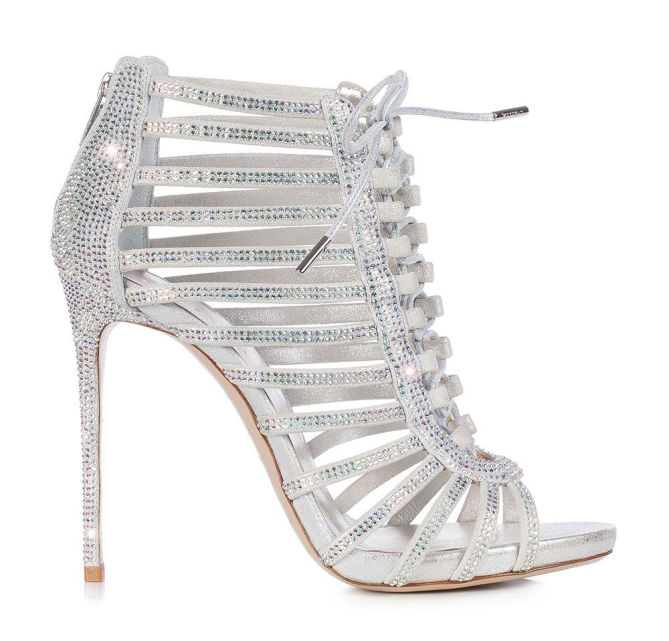LE SILLA Cage sandal in Burma,eclipse laminate suede and crystals ...