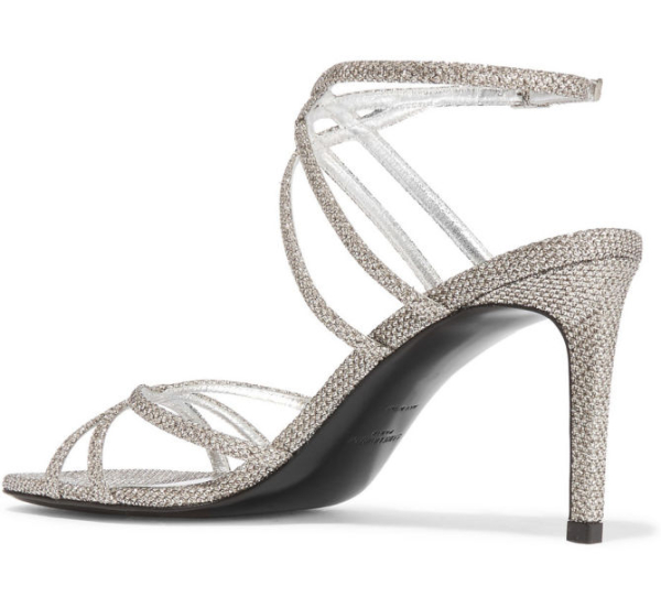 SAINT LAURENT Kate glittered mesh sandals – Shoes Post