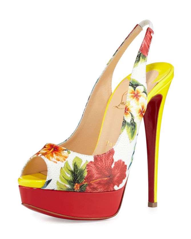 Christian Louboutin Lady Peep Leather Pumps in White