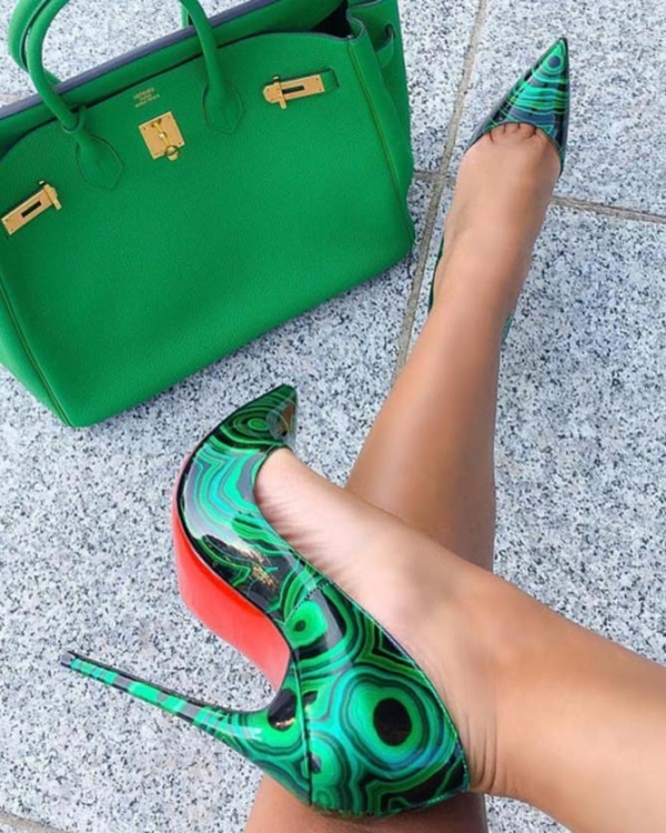 Christian Louboutin So Kate Marbled Red Sole Pump, Green/Black – Shoes Post