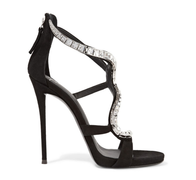 GIUSEPPE ZANOTTI Crystal-embellished suede sandals – Shoes Post