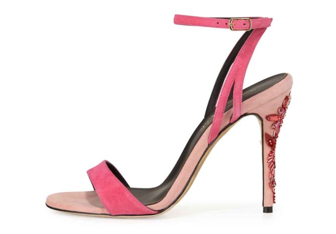 Oscar de la Renta Opina Suede Crystal-Heel Sandal, Rose – Shoes Post