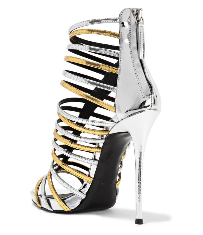 GIUSEPPE ZANOTTI Two-tone mirrored-leather sandals – Shoes Post