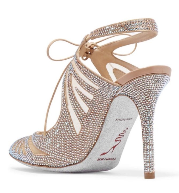 RENÉ CAOVILLA Swarovski crystal-embellished satin pumps – Shoes Post