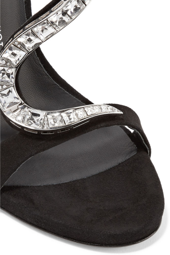 GIUSEPPE ZANOTTI Crystal-embellished suede sandals – Shoes Post