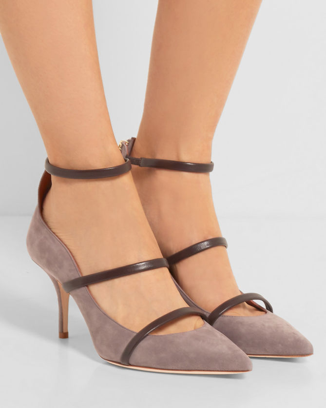 MALONE SOULIERS Leather-trimmed suede pumps – Shoes Post