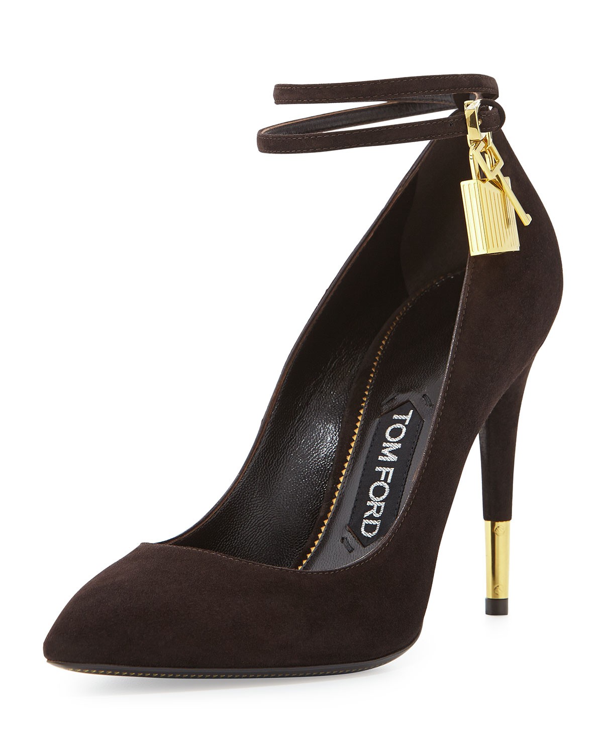 TOM FORD Suede AnkleLock Pump, Chocolate Shoes Post