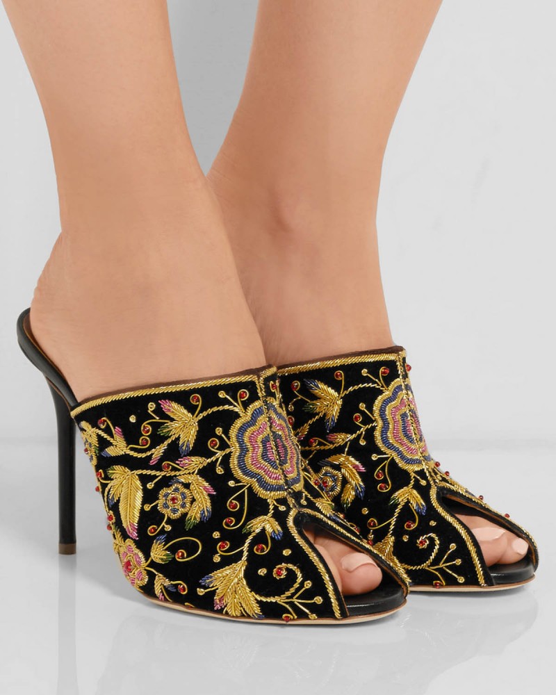 MALONE SOULIERS Dawn embellished velvet mules – Shoes Post