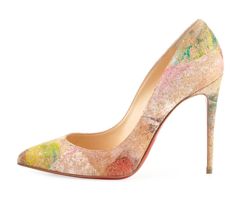 Christian Louboutin Pigalles Follies Cork Red Sole Pump, Multi Shoes Post