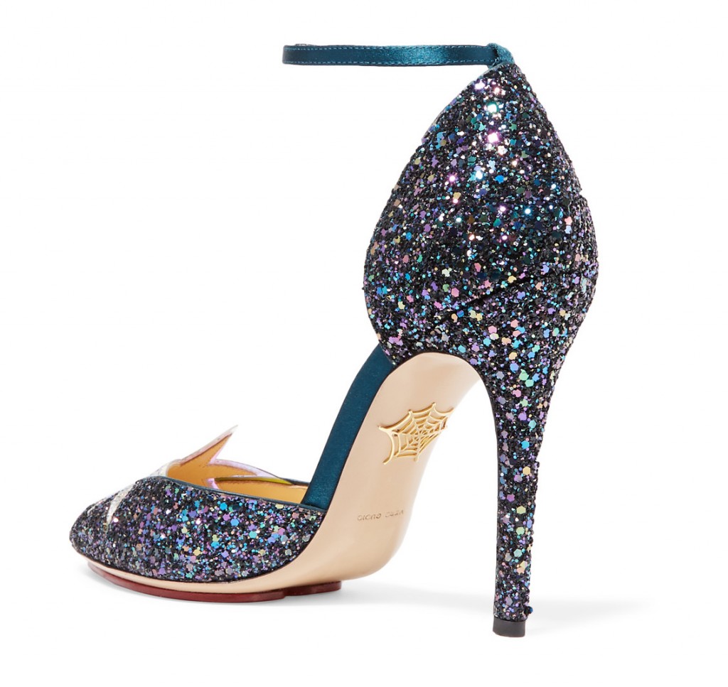 CHARLOTTE OLYMPIA Twilight Princess satin-trimmed glittered leather ...