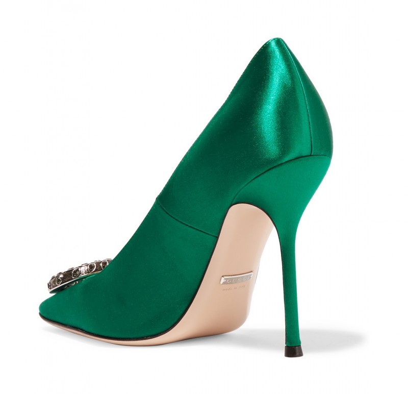 GUCCI Dionysus embellished satin pumps Shoes Post