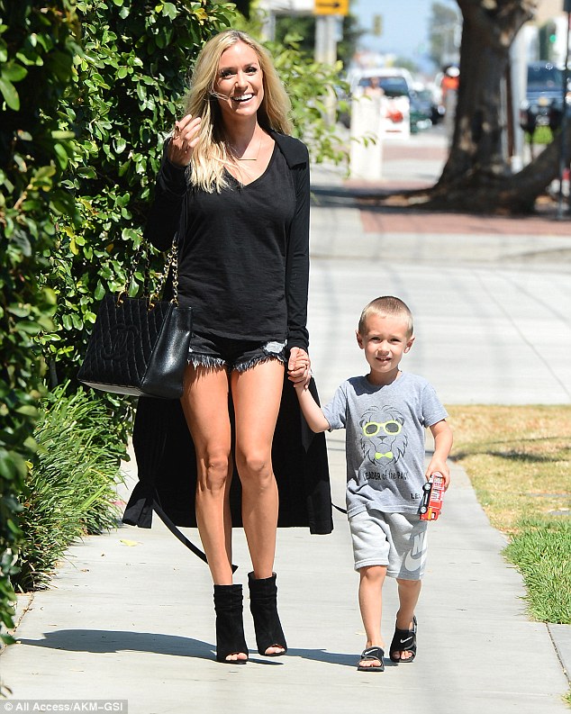 Kristin Cavallari in Clip Toe Booties and Skimpy Cutoffs for Mommy Duty Shoes Post