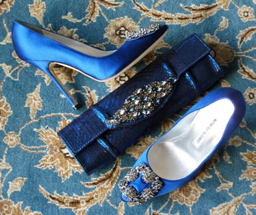 MANOLO BLAHNIK Hangisi 105 blue satin pumps – Shoes Post