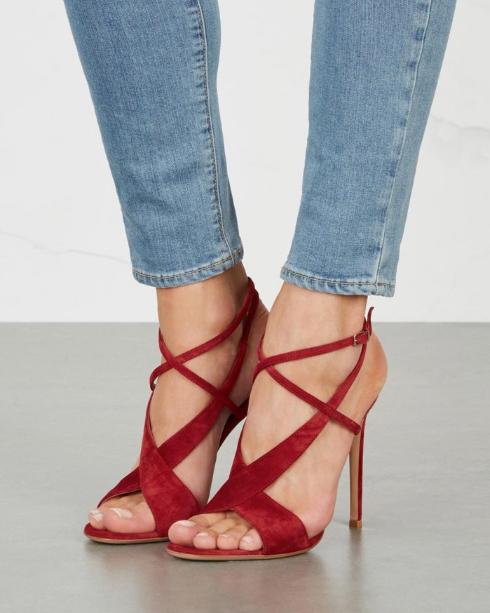 GIANVITO ROSSI Cora dark red suede sandals – Shoes Post