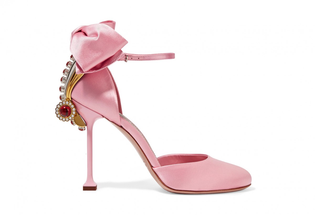 MIU MIU Embellished satin pumps – Shoes Post