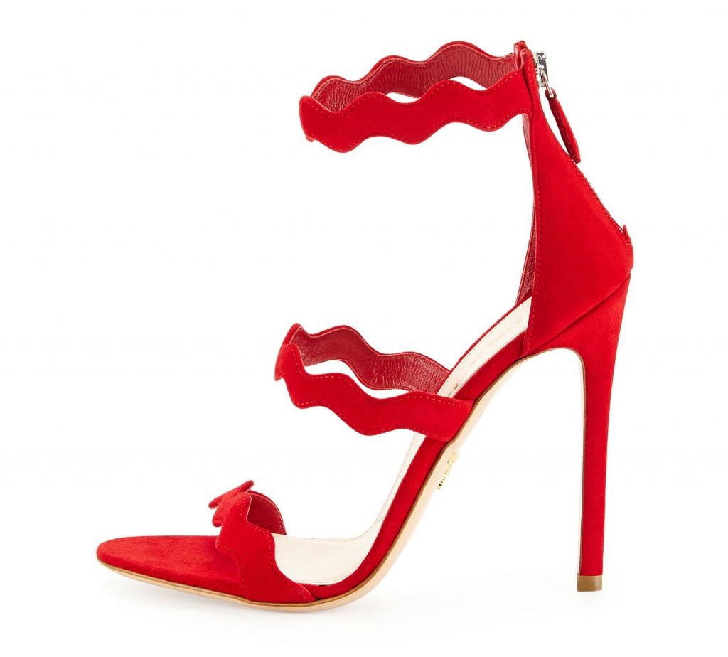 Prada Suede Triple-Strap Wavy Sandal, Rosso – Shoes Post