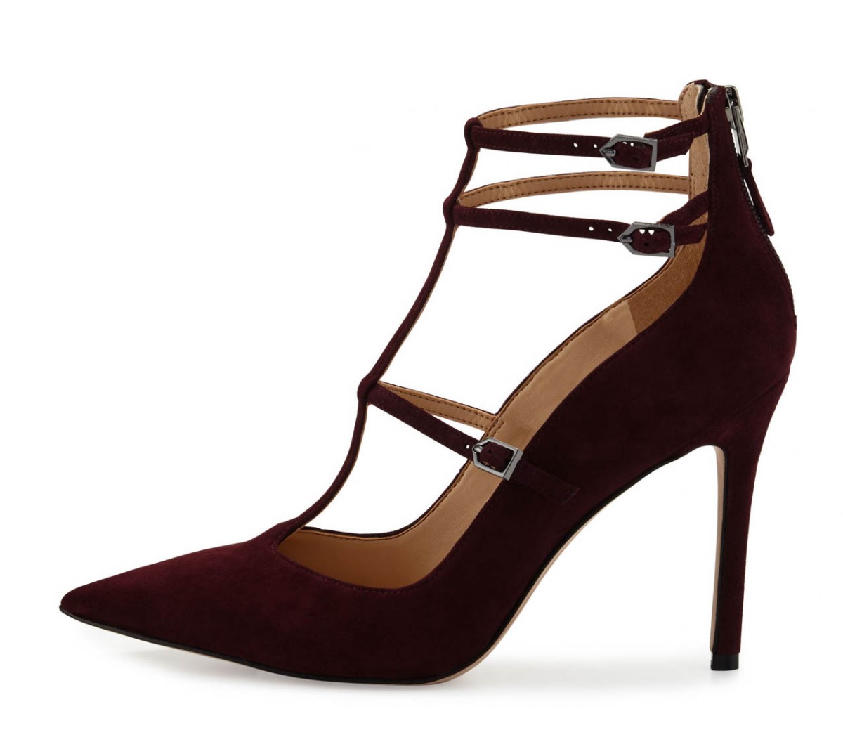 Sam Edelman Hayes Suede Caged Pointed-Toe Pump, Port Wine – Shoes Post
