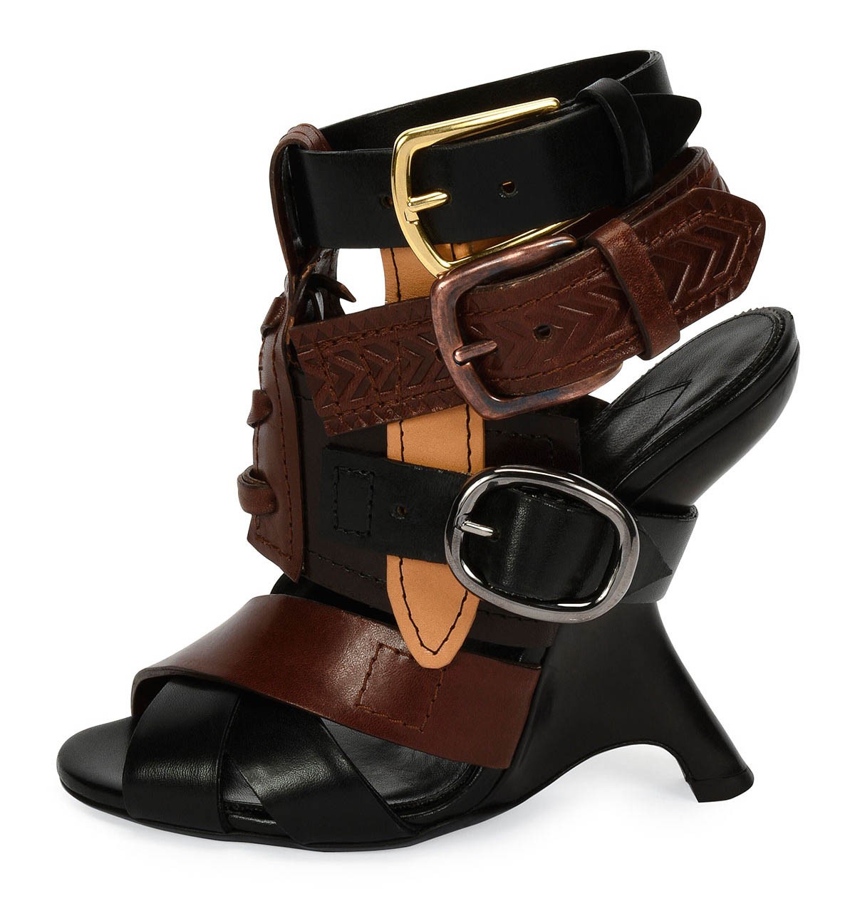 TOM FORD Multi-Strap 110mm Wedge Sandal, Black/Brown â Shoes Post