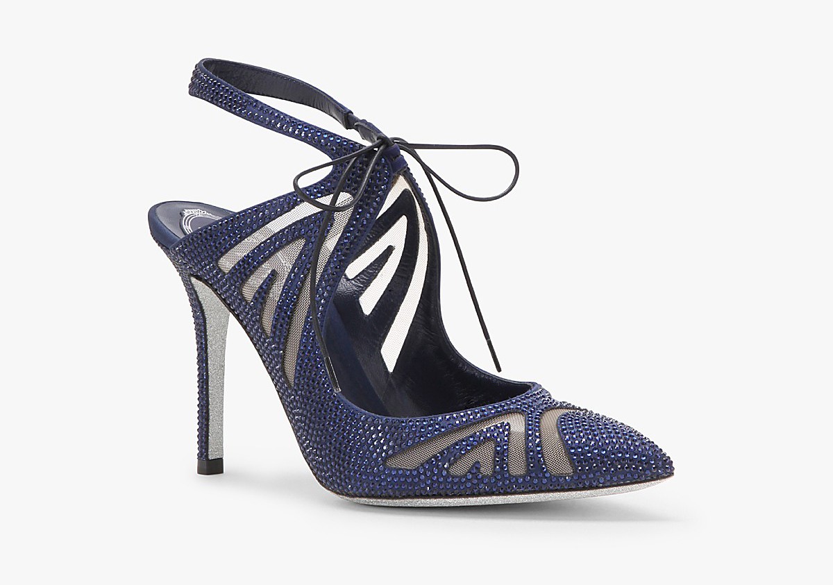 Rene Caovilla SATIN SLINGBACKS WITH CRYSTALS – Shoes Post