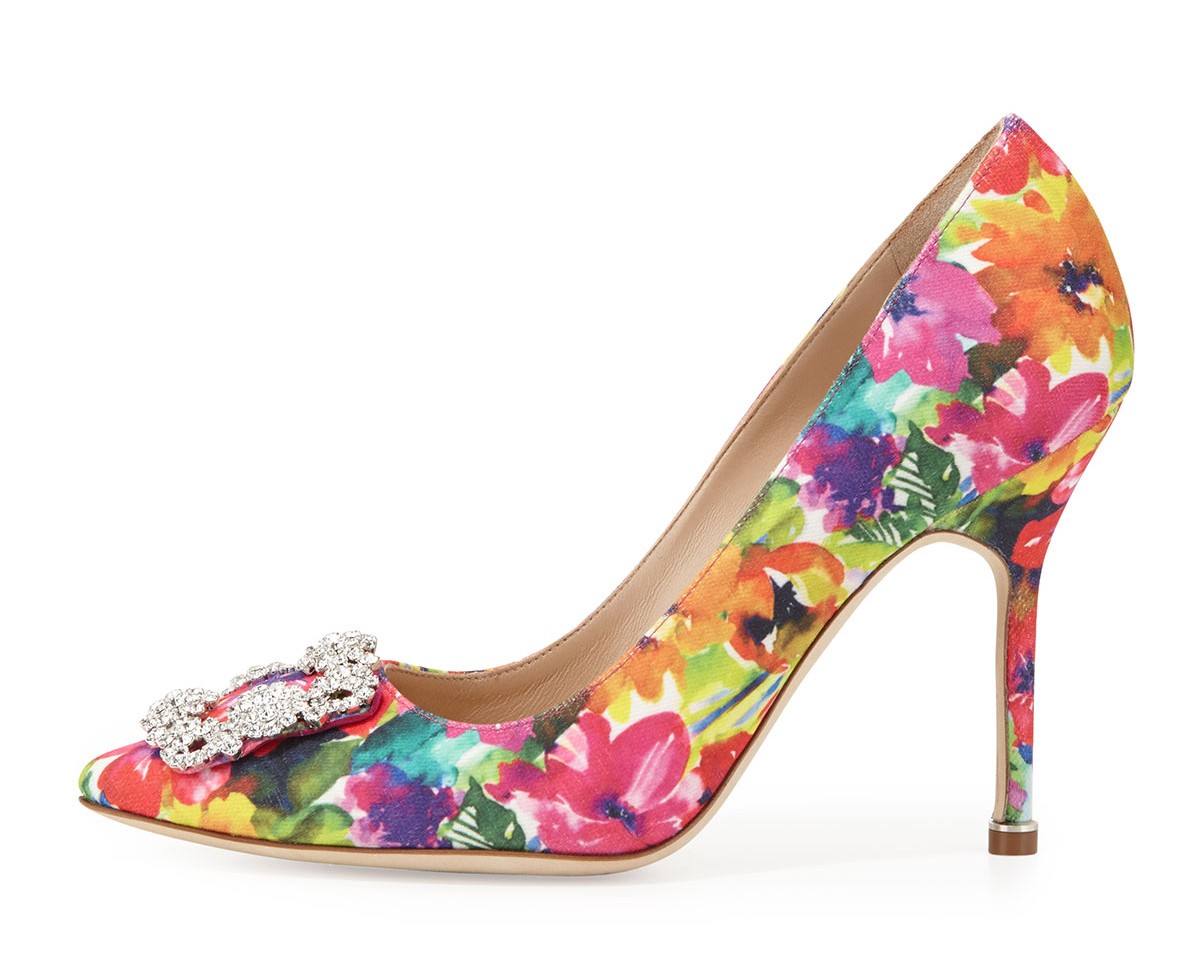 Manolo Blahnik Hangisi Floral-Print 105mm Pump, Multicolor – Shoes Post