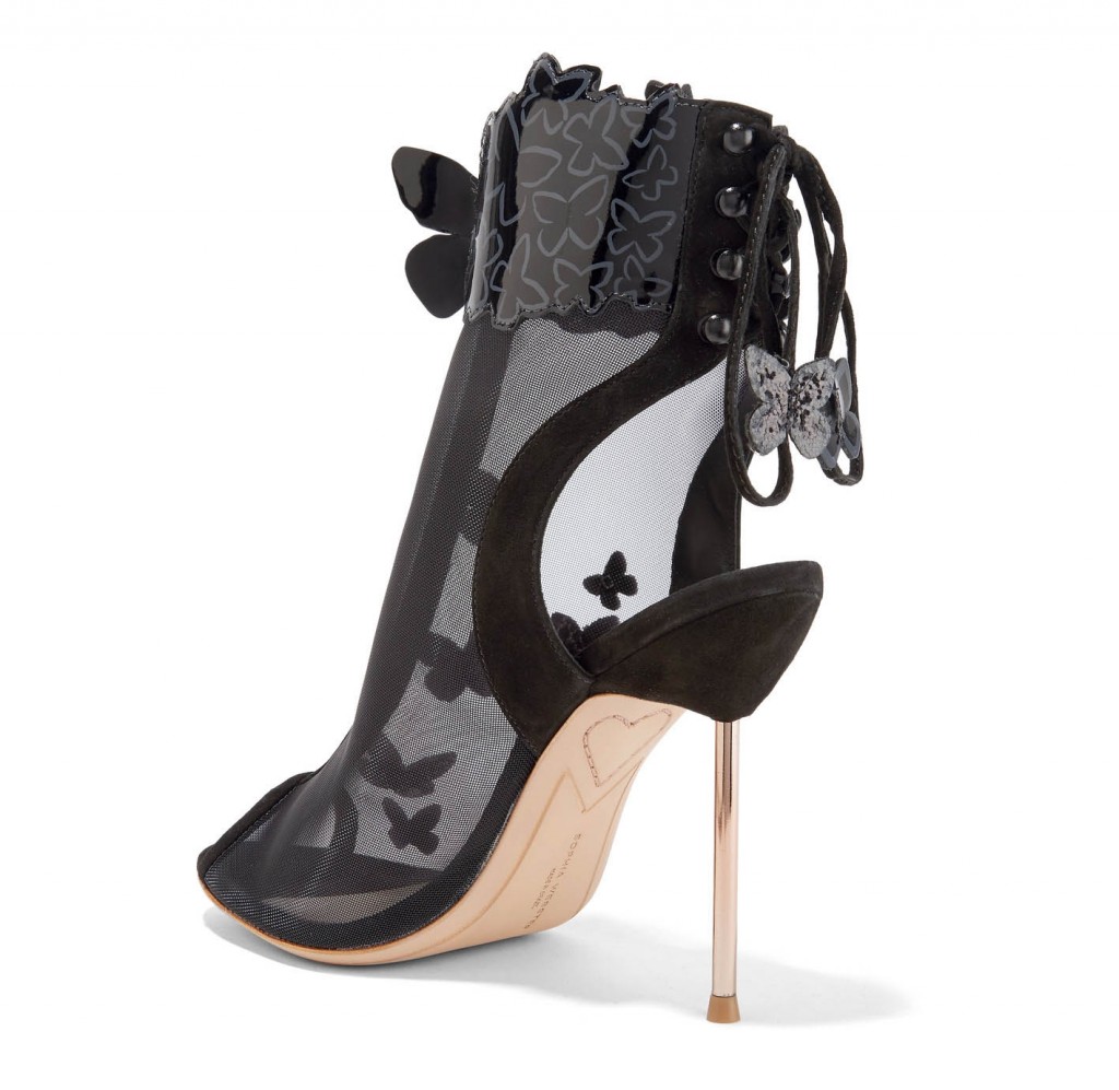 SOPHIA WEBSTER Harmony suede and leather trimmed appliqu d mesh ankle boots Shoes Post