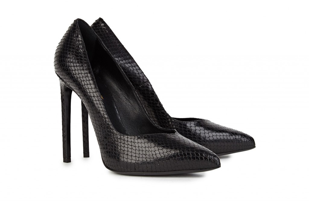 SAINT LAURENT Black pythoneffect leather pumps Shoes Post