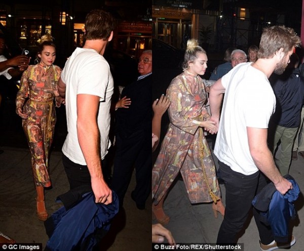 Miley Cyrus Covers Up In Prim Printed Jumpsuit For Date Night With Liam Shoes Post