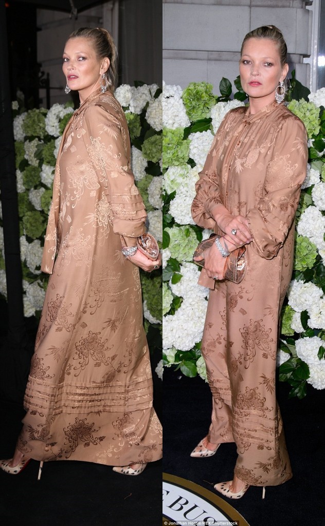 Kate Moss Channels Sophisticated Fashion in Pussy-Bow Gown and Python ...