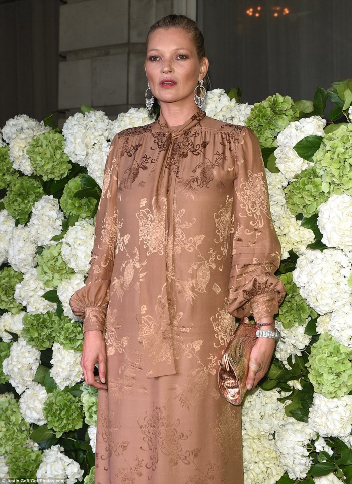 Kate Moss Channels Sophisticated Fashion in Pussy-Bow Gown and Python ...