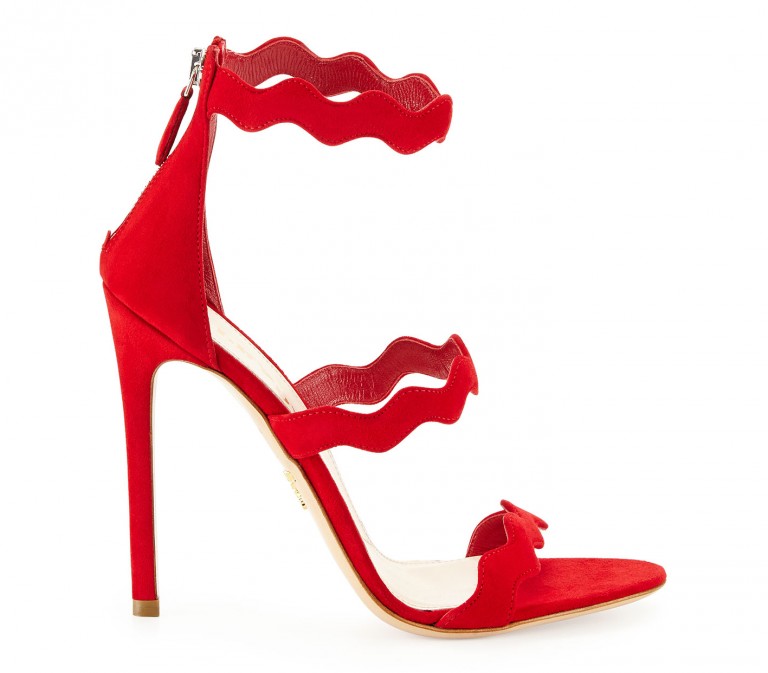 Prada Suede Triple-Strap Wavy Sandal, Rosso – Shoes Post