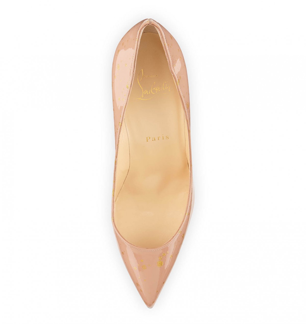 Christian Louboutin Pigalles Follies Red Sole Pump Nude Gold Shoes Post