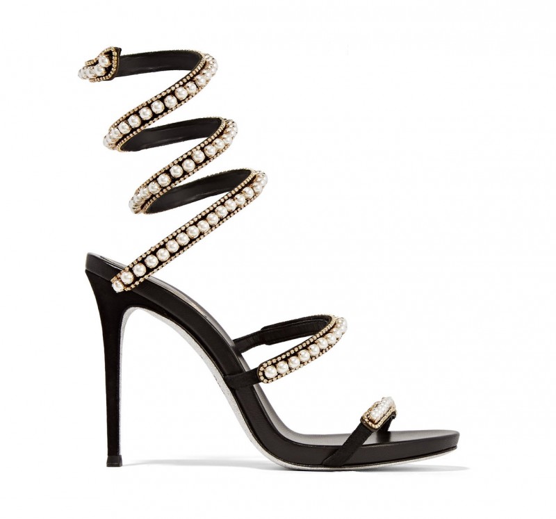 RENÉ CAOVILLA Embellished suede and leather sandals – Shoes Post