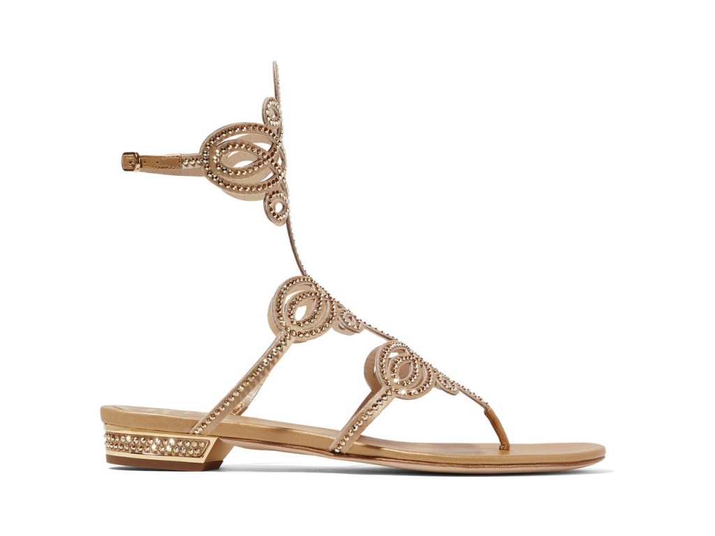 RENÉ CAOVILLA Embellished leather and satin sandals – Shoes Post
