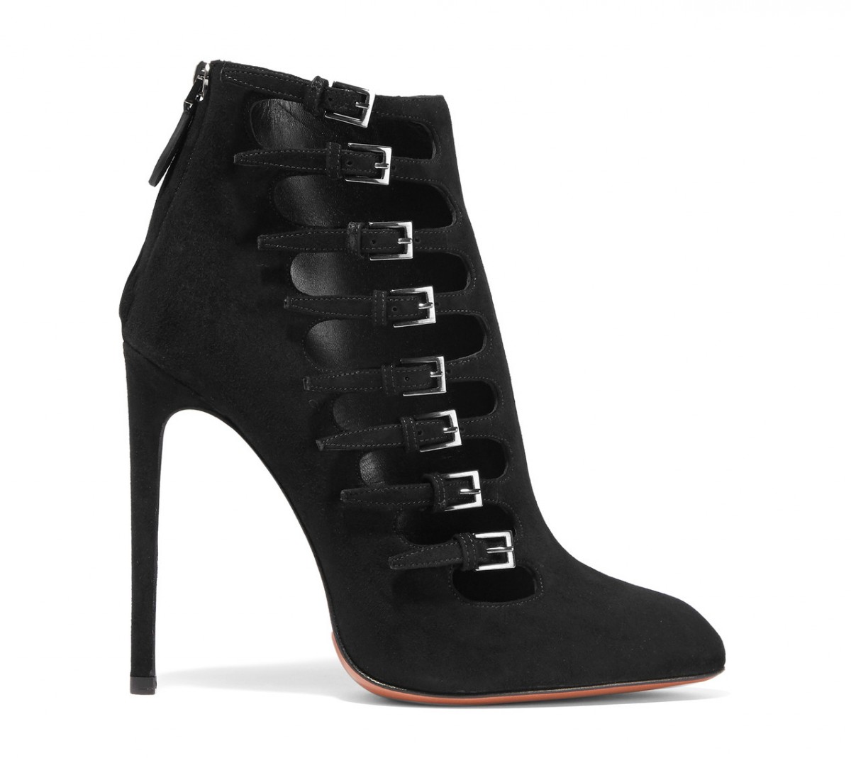 ALAÏA Buckle-embellished suede ankle boots – Shoes Post
