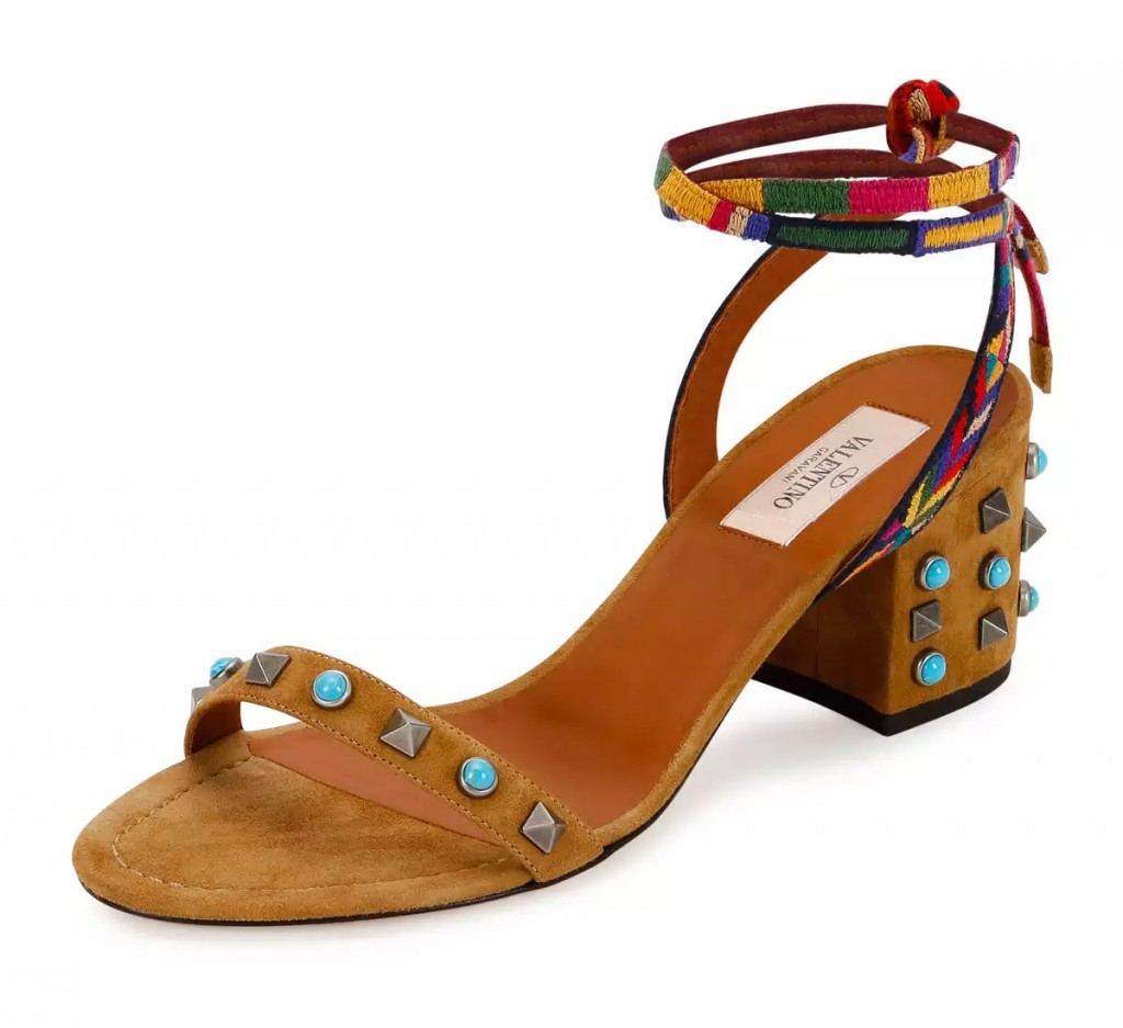 Valentino Rockstud Rolling Embroidered 60mm City Sandal – Shoes Post